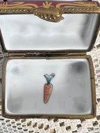 Limoges pink vegetable cart porcelain trinket box, peint main