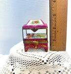 Limoges pink vegetable cart porcelain trinket box, peint main
