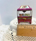 Limoges pink vegetable cart porcelain trinket box, peint main