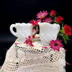 Vintage westmoreland thumbelina milk glass creamer and sugar bowl duo