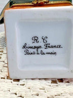 Limoges france gramophone porcelain trinket box peint main marque déposée