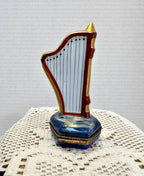 Limoges france harp porcelain trinket box, peint main