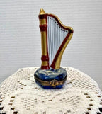Limoges france harp porcelain trinket box, peint main