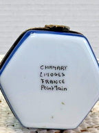 Limoges france harp porcelain trinket box, peint main