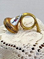 Limoges france gold french horn porcelain trinket box, peint main