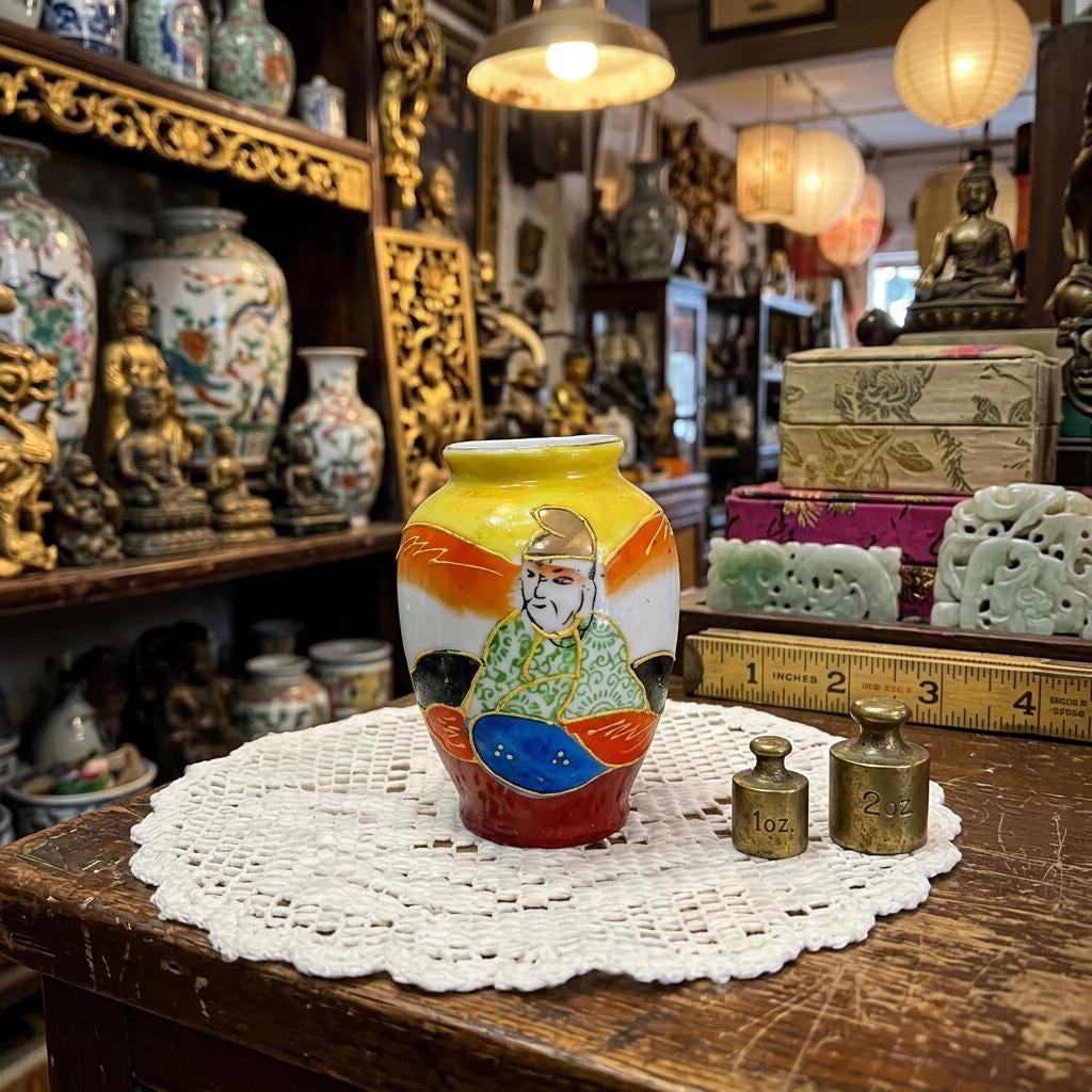 Japanese satsuma yellow miniature vase, dating to the "occupied japan" era