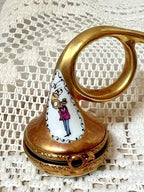 Limoges france gold french horn porcelain trinket box, peint main