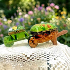 Limoges france vegetable wheelbarrow duo porcelain trinket box set, peint main