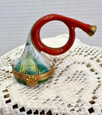 Limoges france waterfowl french horn porcelain trinket box, peint main