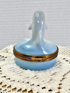 Limoges playful dolphin porcelain trinket box, peint main (retired)