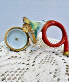 Limoges france waterfowl french horn porcelain trinket box, peint main