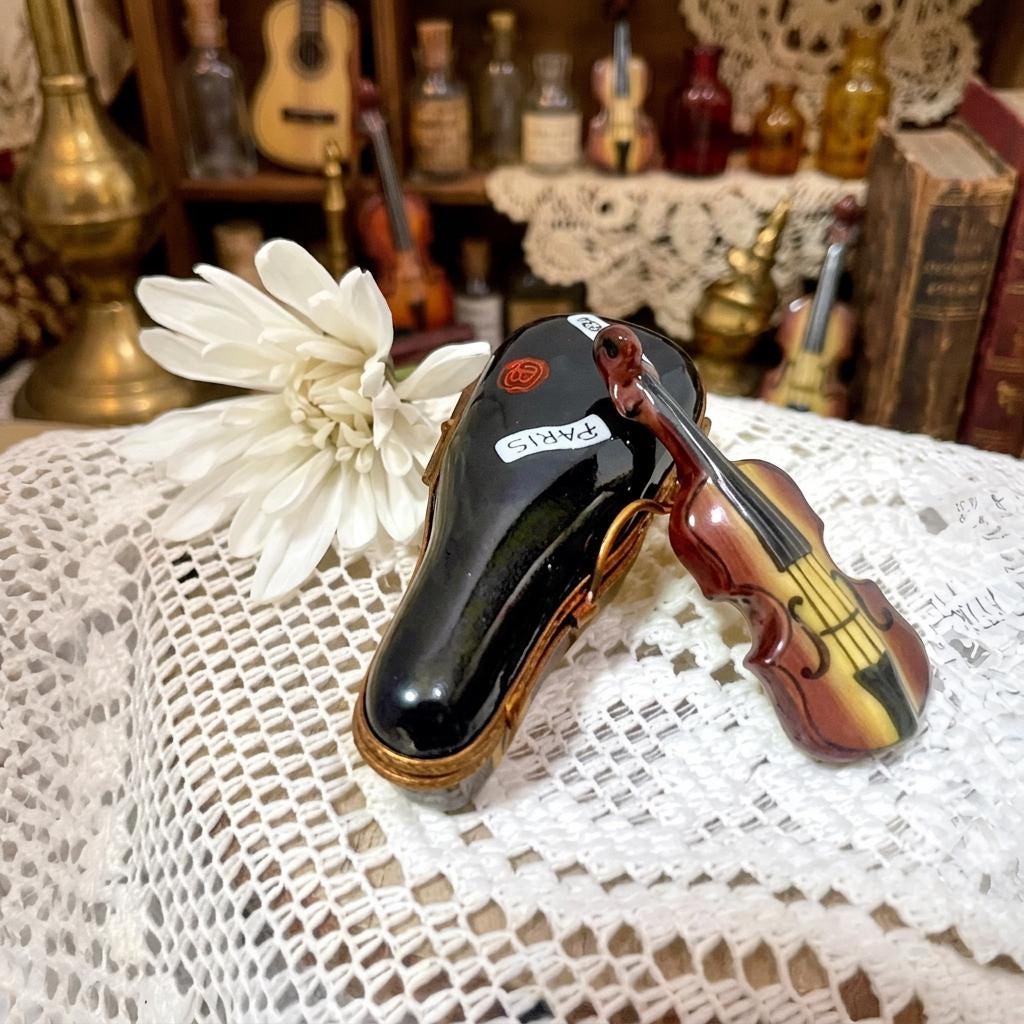 Limoges "violin and case" paris france marque deposee