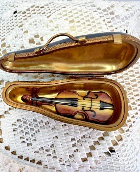 Limoges "violin and case" paris france marque deposee