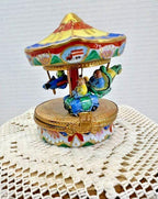 Rochard limoges children’s carnival ride carousel porcelain trinket box