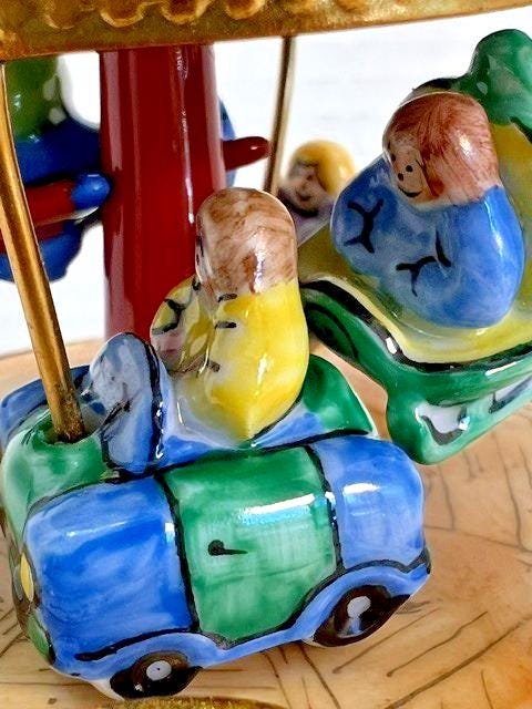 Rochard limoges children’s carnival ride carousel porcelain trinket box