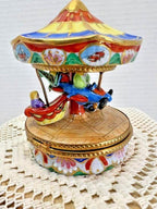 Rochard limoges children’s carnival ride carousel porcelain trinket box