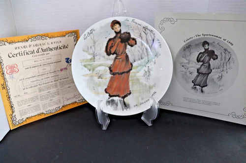 Limoges Collectible Plate - Hand-Painted 1890 Sportswoman Art