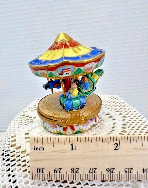 Rochard limoges children’s carnival ride carousel porcelain trinket box