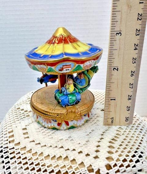 Rochard limoges children’s carnival ride carousel porcelain trinket box