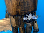 Fun Bauble Ring with Silver  Elasticized Band - Black and Clear Contrast