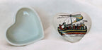 Limoges France Heart Trinket Box Bayeux Tapestry Hand Painted Porcelain