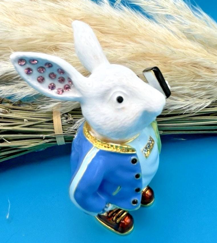 Keren Kopal Jeweled Bunny with Cell Phone Trinket Box Austrian Crystals