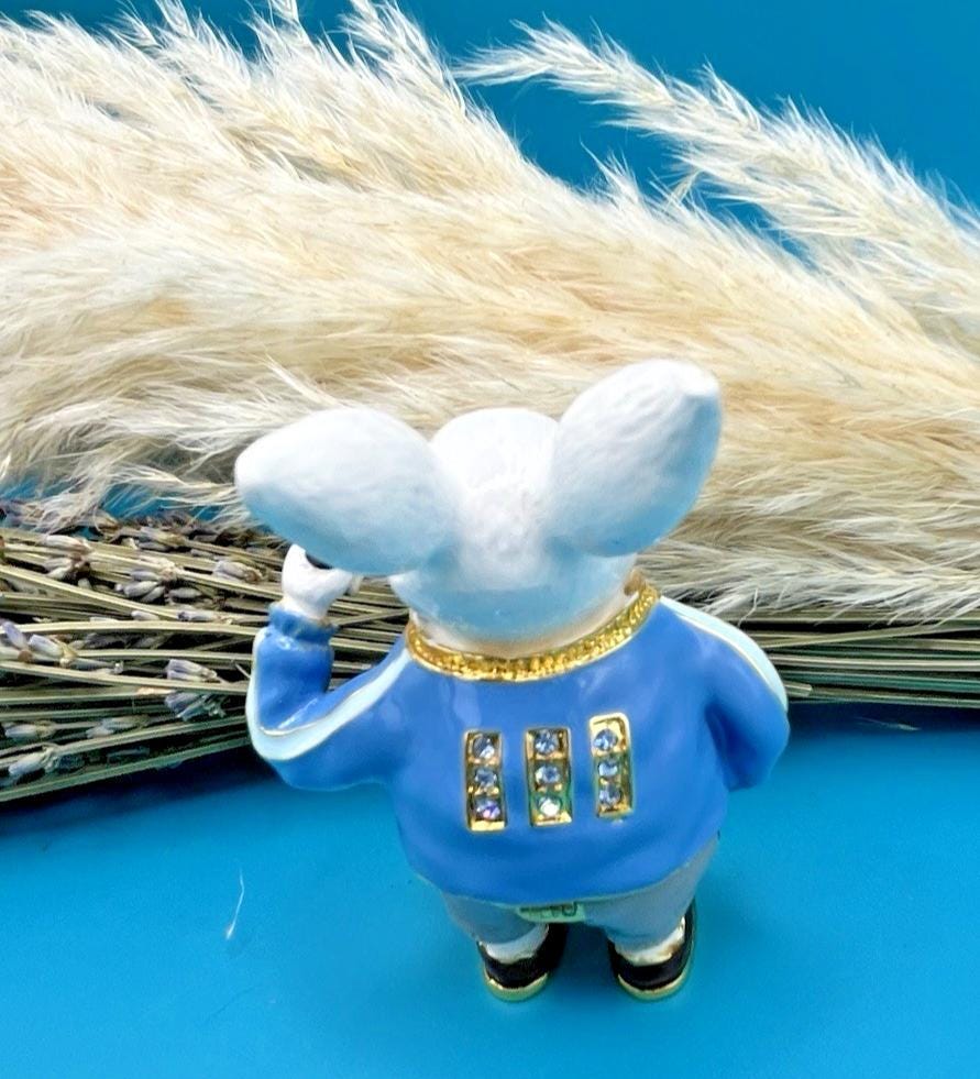 Keren Kopal Jeweled Bunny with Cell Phone Trinket Box Austrian Crystals