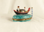 Limoges France Venetian Gondola Trinket Box Oval Porcelain Ltd Ed Repaired