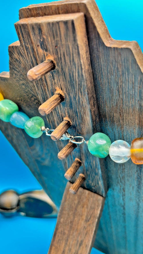 Boho beaded necklace: colorful santa fe style, lightweight