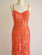 Morgan & co 1745 neon orange sequin prom dress
