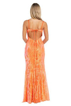 Morgan & co 1745 neon orange sequin prom dress