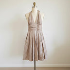 Adrianna papell champagne metallic shimmer halter cocktail dress - sz 12