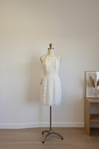 Aidan mattox white sleeveless fringe trim dress