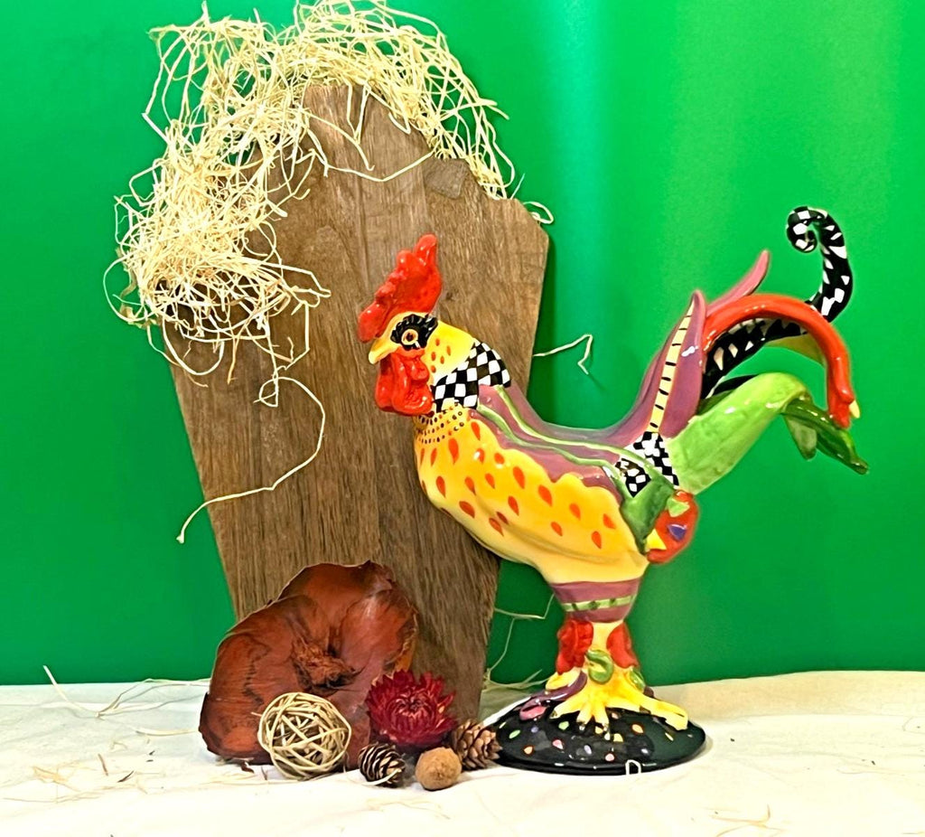 Sharon neuhaus poultry in motion mardi gras rooster figurine