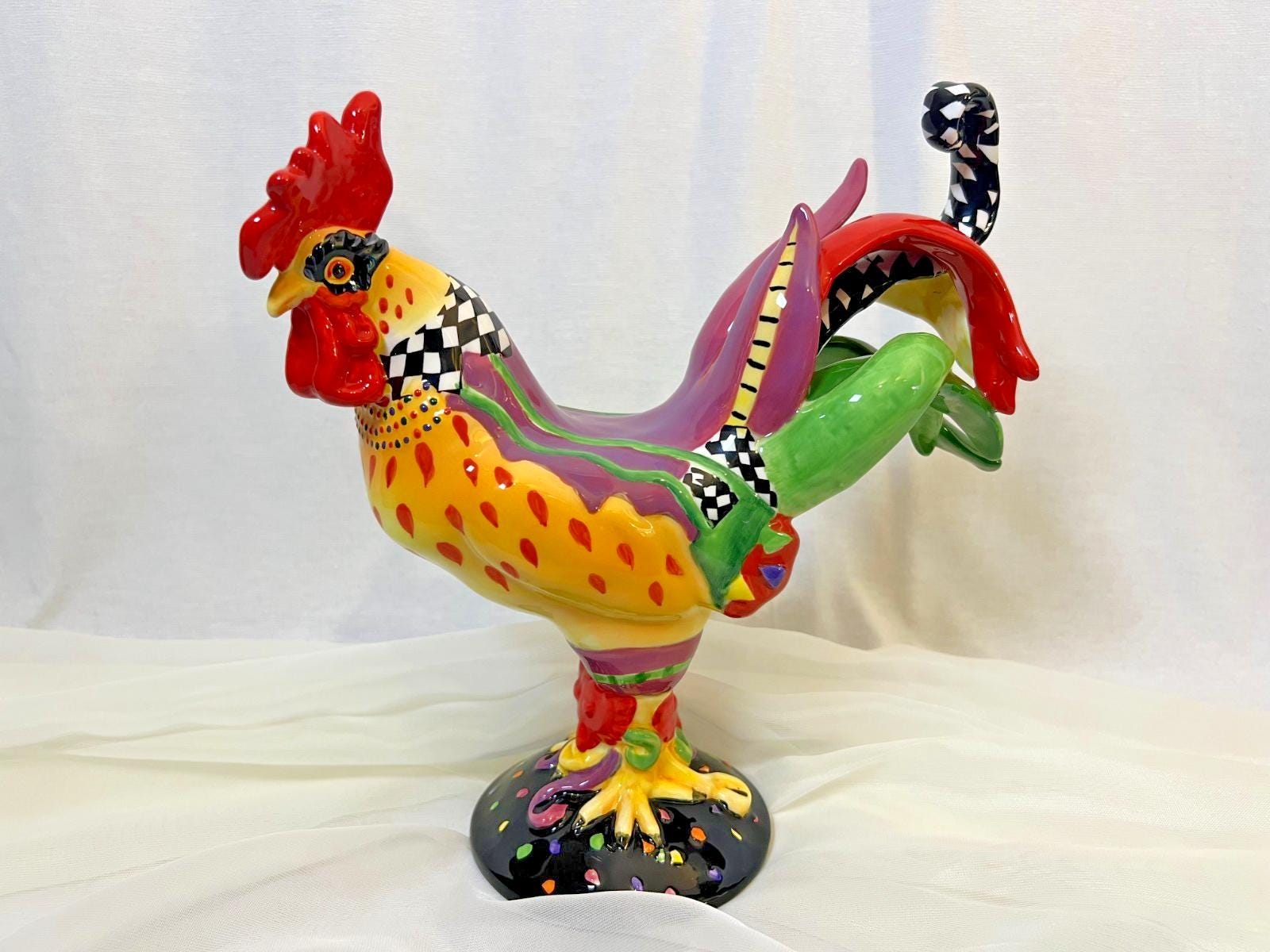 Sharon neuhaus poultry in motion mardi gras rooster figurine