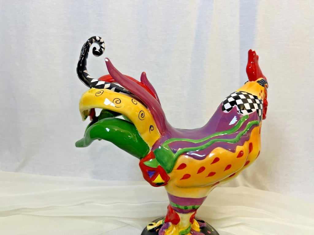 Sharon neuhaus poultry in motion mardi gras rooster figurine