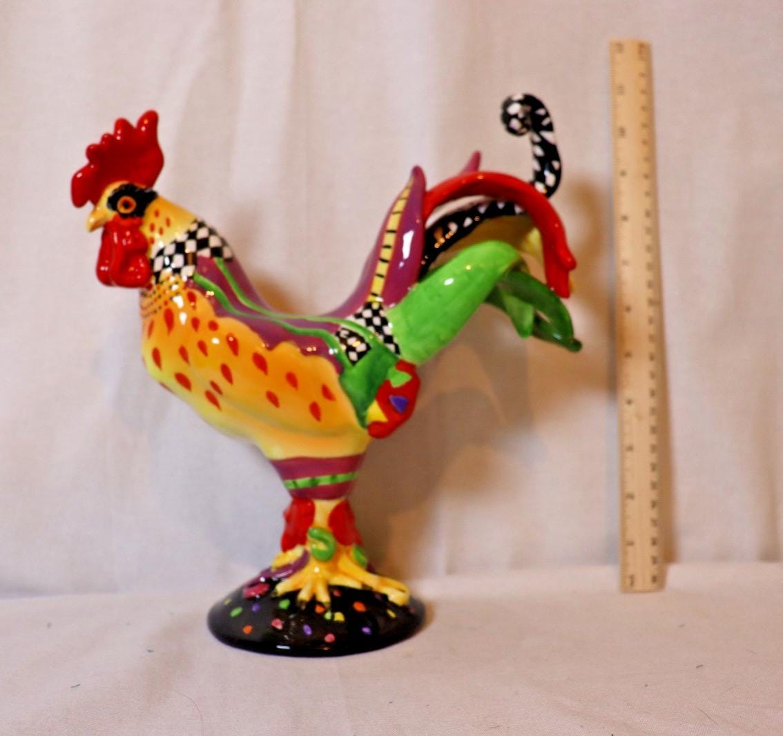 Sharon neuhaus poultry in motion mardi gras rooster figurine
