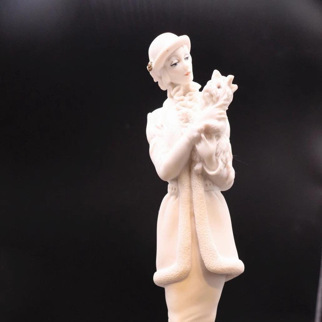 Giuseppe armani "lady with dog" figurine 0421f | florence italy porcelain sculpture