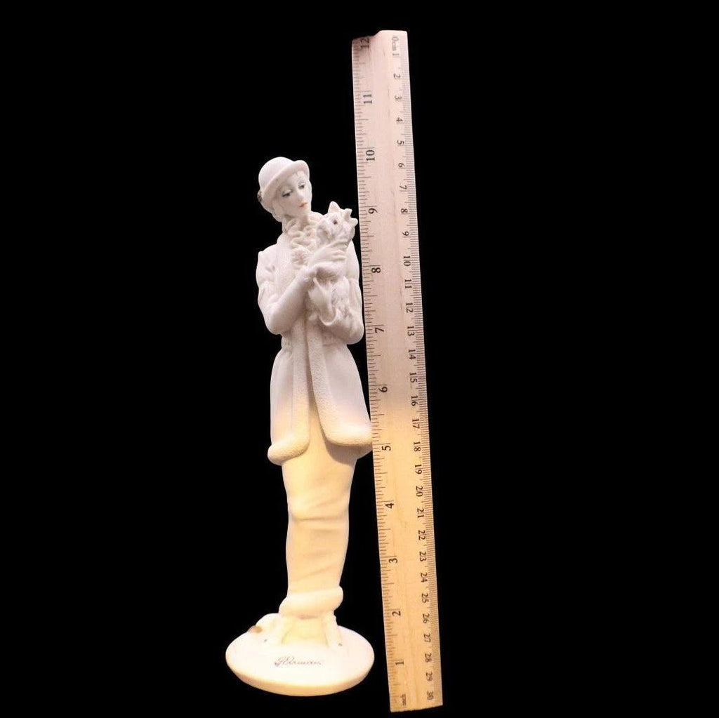 Giuseppe armani "lady with dog" figurine 0421f | florence italy porcelain sculpture
