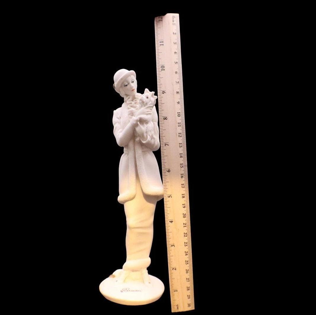 Giuseppe armani "lady with dog" figurine 0421f | florence italy porcelain sculpture