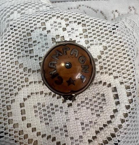 Limoges  " Champagne Cork Liquor Bottle Stopper" Trinket Box