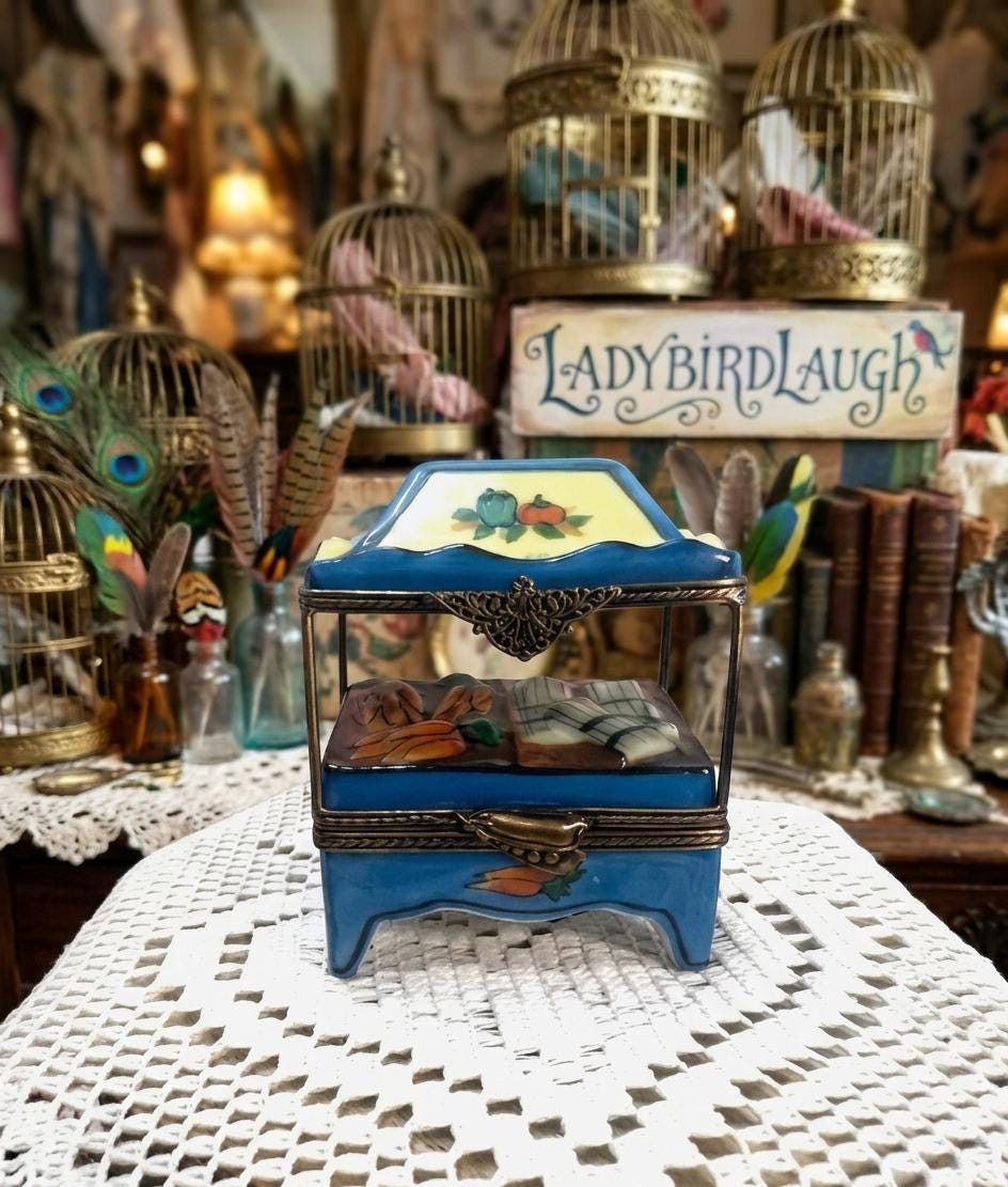 Sweet Limoges Blue Vegetable Cart
