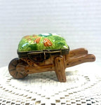 Sweet Limoges  Brown Wheelbarrow  filled with Veggies