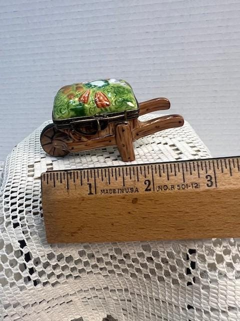 Sweet Limoges  Brown Wheelbarrow  filled with Veggies