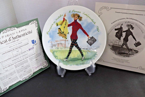 Francoise in Trousers Porcelain Plate - Vintage 1960s Limoges Art