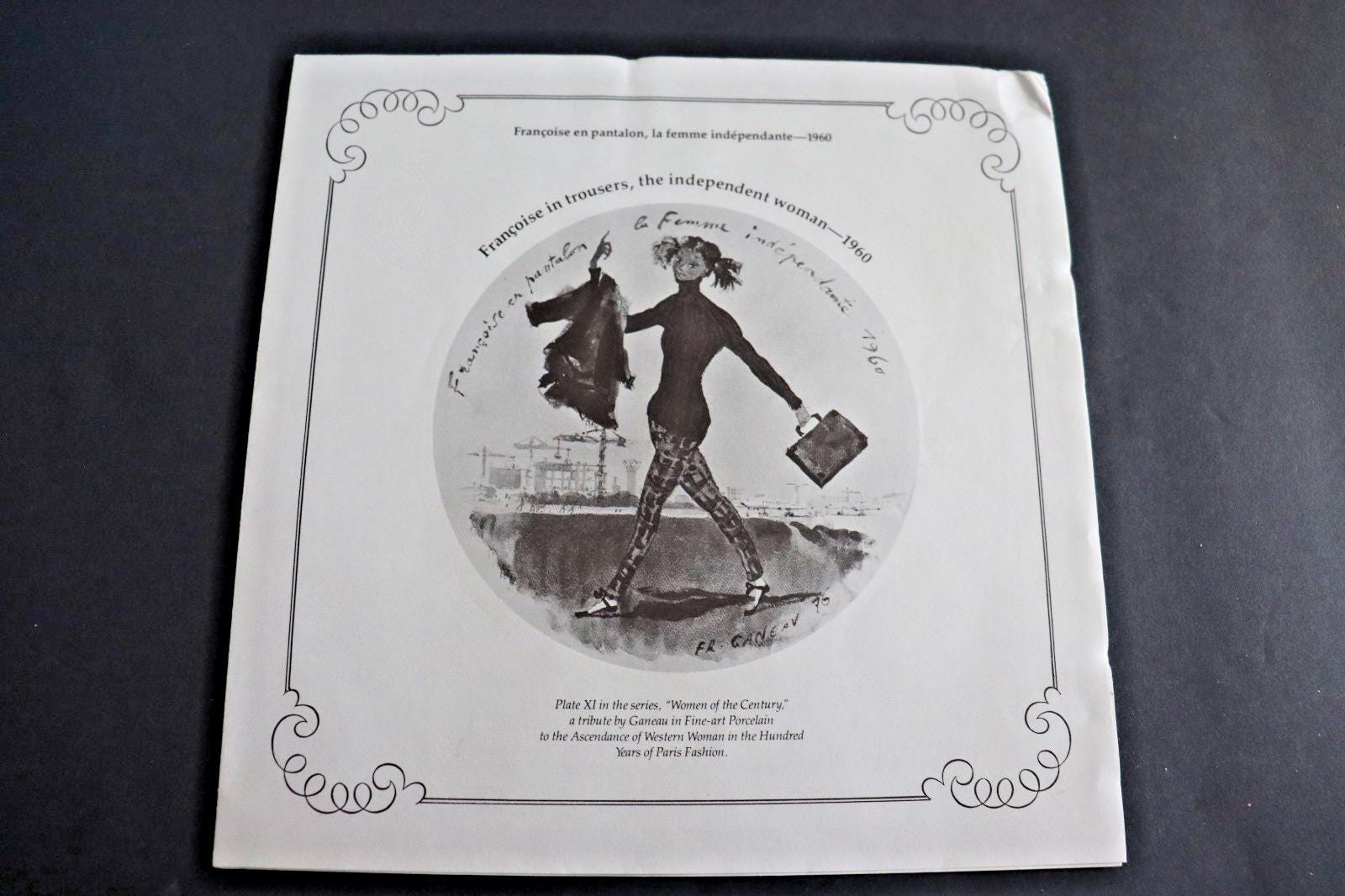 Francoise in Trousers Porcelain Plate - Vintage 1960s Limoges Art