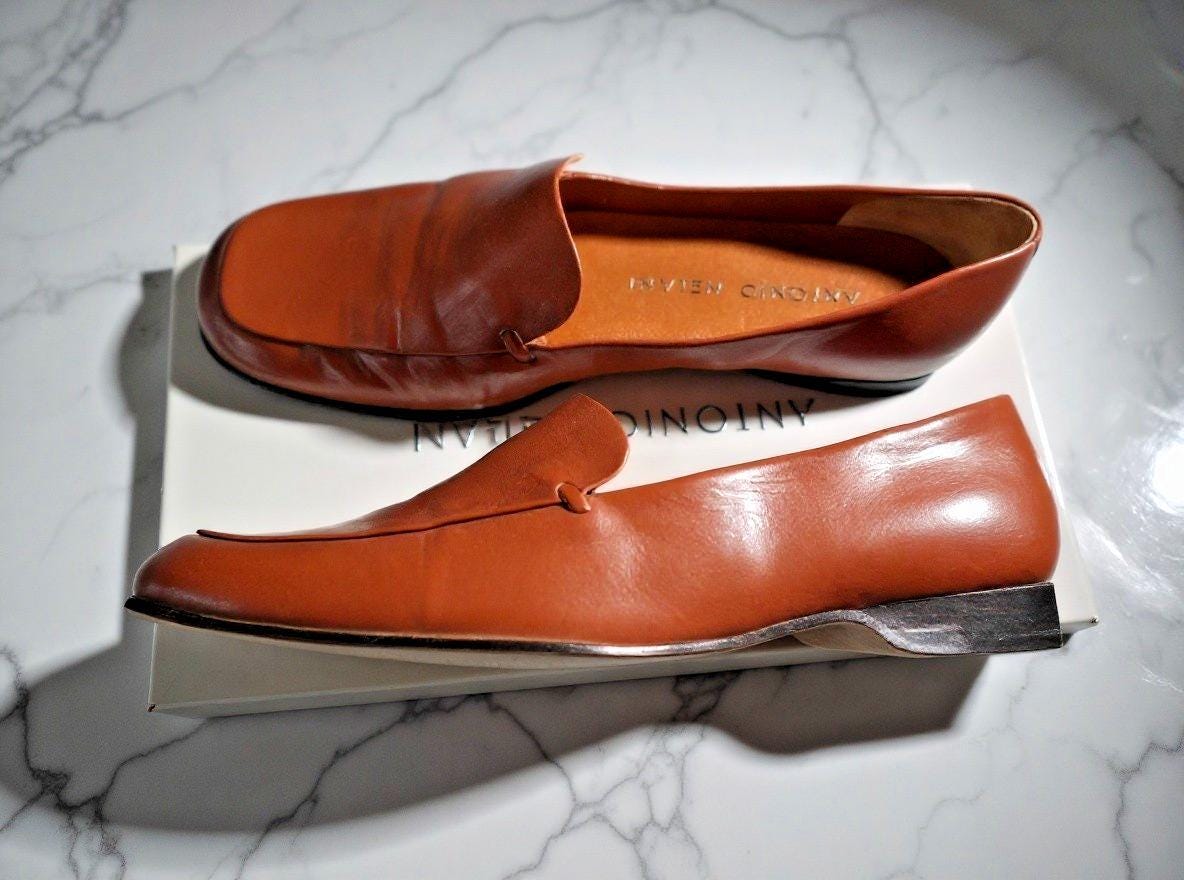 Antonio Melani Brown Leather Square Toe Loafers Size 8 | Slip-On Comfort Flats