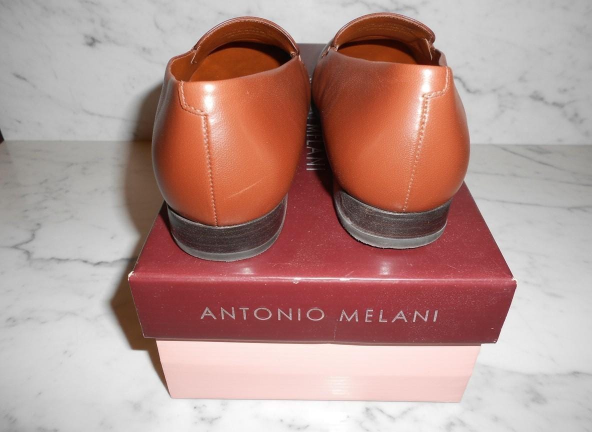 Antonio Melani Brown Leather Square Toe Loafers Size 8 | Slip-On Comfort Flats