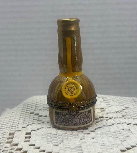 Limoges Long Neck Liqueur Bottle Trinket Box Collectible