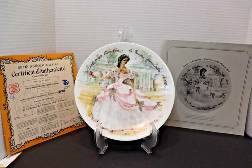 Limoges Porcelain Plate,  Scarlet Crinoline Woman (1865 Vintage Hand-Painted)